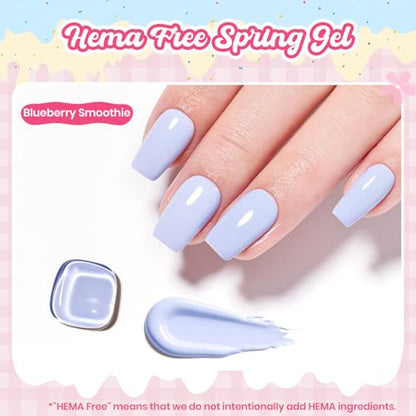 Beetles Blue Gel Nail Polish, Blueberry Smoothie, Pastel Blue Gel Polish | Color-Matched Bottle Design, Soak Off UV LED, Long-Lasting Nails Art for Home DIY & Holiday - color: D - Creme Blue | Blueberry Smoothie