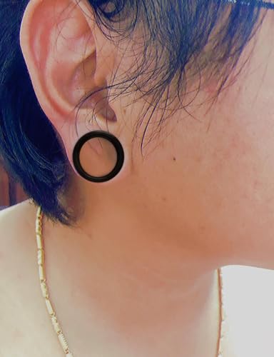 6G-50mm Acrylic Thin Black Gauges for Ear lightweight Tunnels Black Double Flared Ear Flesh Plugs Tunnels Earrings for Women Men - color: 26mm = 1 1/32 inch