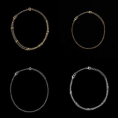 Softones 12-18Pcs Ankle Bracelets Extenders-Extension for Womens Jewelry(1 2 3 Inch),with Lobster Clasp and O-Clasp from Gold Silver Rose Gold - color: A:6-Lobster clasp 6-O-clasp