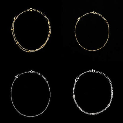 Softones 12-18Pcs Ankle Bracelets Extenders-Extension for Womens Jewelry(1 2 3 Inch),with Lobster Clasp and O-Clasp from Gold Silver Rose Gold - color: A:6-Lobster clasp 6-O-clasp