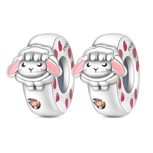 2pcs Stopper Spacer Beads for Pandora Bracelets, Sterling Silver Cross Ladybug Clip Spacer Charms For Bracelet DIY Jewelry Gift - color: Lamp