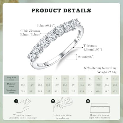 3.5mm Stackable Rings S925 Sterling Silver Created Birthstone & Cubic Zirconia Ring for Women Wedding Bands Anniversary Birthday Jewelry Size 6 to 10(with Box) - color: 04-Cubic Zirconia-Apr