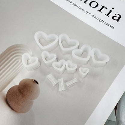 Heart Silicone Ear Tunnel Plugs Gauges Expanders Hollow Flexible Soft Tunnels Kit Stretcher Earrings Fashion Lobe Piercing Body Jewelry for Women Her 6 Pairs Set - color: Clear, size: 4mm-12mm