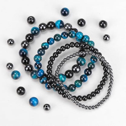 Vinswet 4pcs Beaded Bracelets for Women,Natural Healing Crystal Gemstones Bracelet,Anxiety Stress Relief Bracelet Handmade purple Jewelry Gifts for Women - color: Blue Tiger Eye&Black Obsidian&Hematite