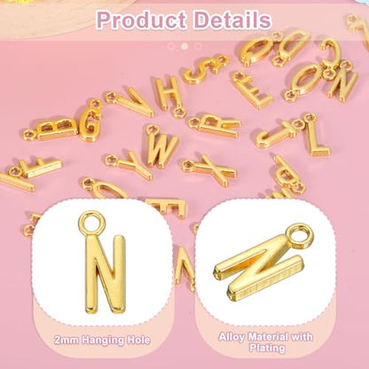 uxcell Letter Charm, Alloy Letter Initial Alphabet Charm for DIY Craft Jewelry Making Bracelets Earrings Necklace - color: Gold - N