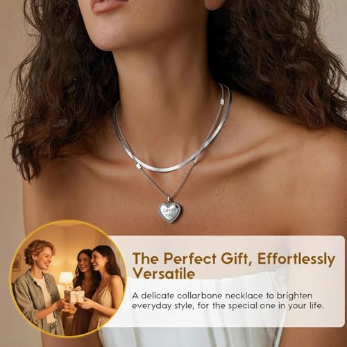 Double Layer Necklace for Women Trendy Layered Jewelry Adjustable Chain Necklace for Daily Wear and Special Occasions - color: Silvery