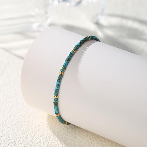 Starain Small Bead Anklets for Women Beach Foot Ankle Bracelet Cute Colorful Boho Beaded Anklets 8 inches - color: Tur