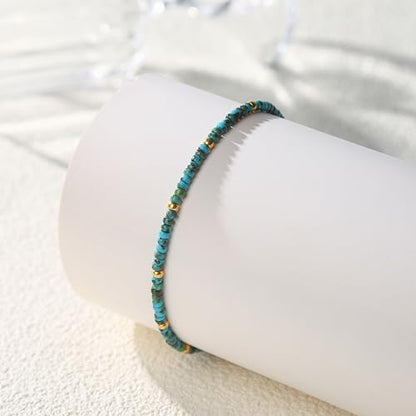 Starain Small Bead Anklets for Women Beach Foot Ankle Bracelet Cute Colorful Boho Beaded Anklets 8 inches - color: Tur