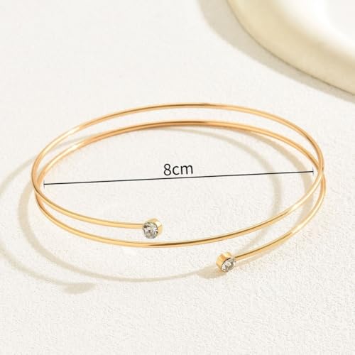 Todenb Upper Arm Cuff for Women Minimalist Adjustable Arm Band Gold Silver Arm Cuff Multi-Layer Arm Bracelet Upper Arm Jewelry - color: Gold Zircon