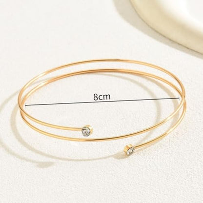 Todenb Upper Arm Cuff for Women Minimalist Adjustable Arm Band Gold Silver Arm Cuff Multi-Layer Arm Bracelet Upper Arm Jewelry - color: Gold Zircon