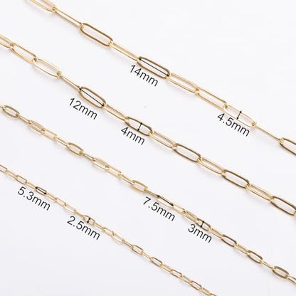 SMYHTGLIF 5 Meters Stainless Steel Paperclip Chain for Jewelry Making | Gold Cable DIY Craft Jewelry Making Chains Bulk with Lobster Clasps and Open Jump Rings - color: Gold, size: 2.5×5.3mm