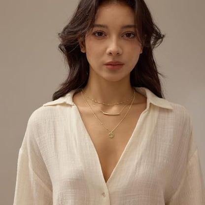 Initial Necklaces for Women Trendy, Stackable Dainty 14k Gold Plated Layered Necklace A-Z Letter Pendant Personized Name Neaklace Satellite Chain Gold Jewelry Set Gifts for Women - color: J