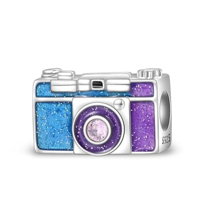 HONGRUI 925 Sterling Silver Charm for Bracelets Fashion Women Jewelry Gift - color: Blue camera