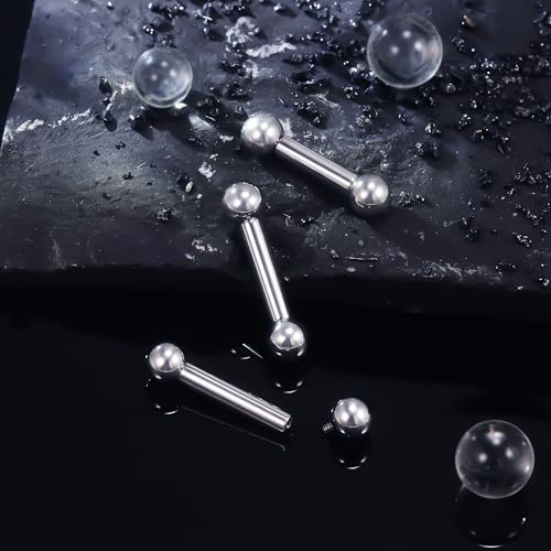 Ruifan Grade 23 Titanium Internally Threaded Nipple Piercing Jewelry Barbell Ring PA Tongue Rings Nipple Straight Body Piercing Jewelry for Women Men 16G 14G 12G 8G 6G 4G 2G - size: 8GA - 9/16" (14mm)