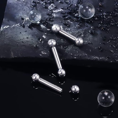Ruifan Grade 23 Titanium Internally Threaded Nipple Piercing Jewelry Barbell Ring PA Tongue Rings Nipple Straight Body Piercing Jewelry for Women Men 16G 14G 12G 8G 6G 4G 2G - size: 8GA - 9/16" (14mm)