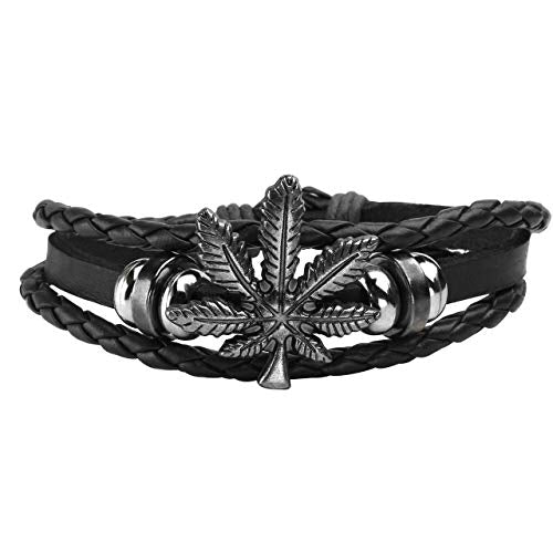 6-12PCS Braided Faux Leather Bracelet Punk Cuff Wrap Bracelets for Men Women Adjustable - color: G:8pcs