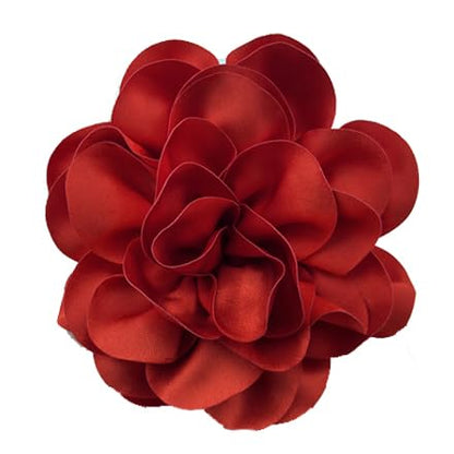 Dainty Satin Fabric Rose Flower Brooches 7.5in Extra Large Big Camellia Flower Brooches Lapel Pins for Women Wedding Party Dance Dress Clothes Accessories - color: Red