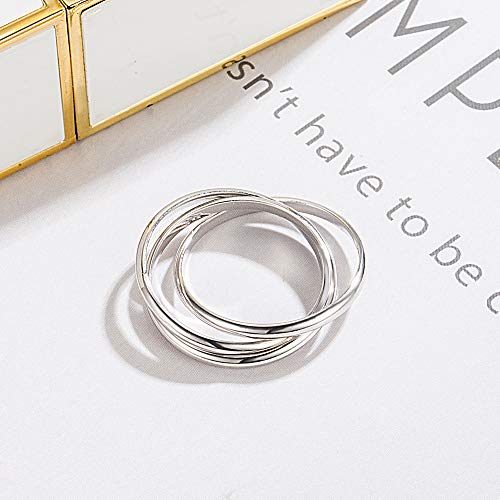 Dankadi Minimalist 925 Sterling Silver Triple Ring - Women's Glamour Jewelry Cocktail Party Unisex Accessories 5# -11#