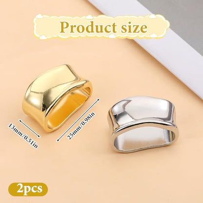 2 Pcs Scarf Clip Oblate Silk Scarf Ring Brooch Gold & Silver Metal Clips Shawl Slide Buckle Scarfs Wrap Clasp Clip Rings Brooches Fashion Accessory for Shawls and Scarves
