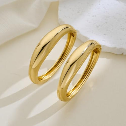 Gold Bangle Bracelets for Women Cuff Stackable Waterproof Non Tarnish Bracelet Stack Silver Plated 14k Chunky Bangles Jewelry Set for Woman - style: Style 5
