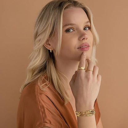Gold Cuff Bracelet for Women Chunky Multi-layer Cross Wire Open Bracelet Hollow Wide Cuff Bracelets Adjustable Gold Open Cuff Bangle Bracelet - color: Smooth Gold Cuff Bracelet