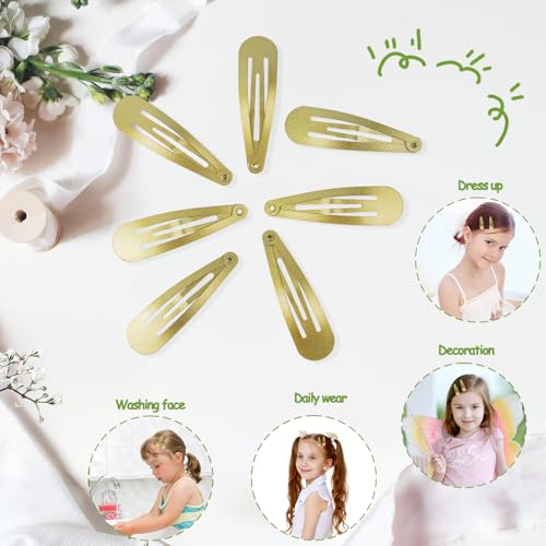 120 Pack Gold 2 Inch Barrettes Women Metal Snap Hair Clips Accessories | Non - Slip Hairpins Barrettes for Kids Girls Teens - color: Gold