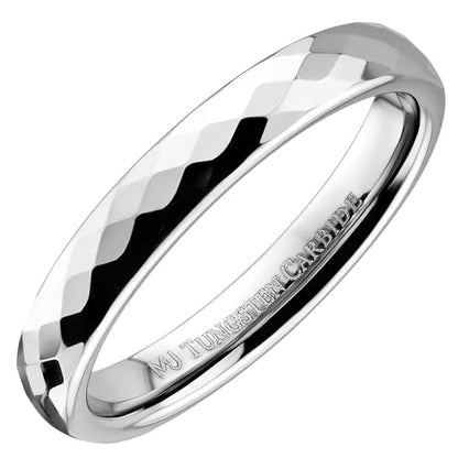 Tungsten Carbide Faceted Honeycomb Wedding Band Plated in Gold, Rose Gold or Black Ring - color: Polished-3mm