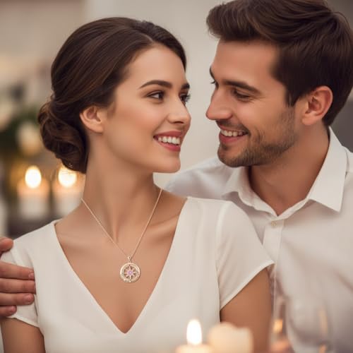 Compass Necklace for Women Wife Girlfriend Mom Daughter Gifts | S925 Silver Jewelry For Anniversary 18K Rose Gold Gifts For Birthday Christmas Mothers Valentines Day 12 Birthstones - style: 10-October-Rose Gold