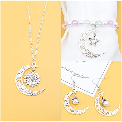 40pcs Bright Silver Hollow Moon Charms Filigree Luna Crescent Charms Celestial Moon Pendants for DIY Earrings Necklace Jewelry Making Findings - color: Kc Silver