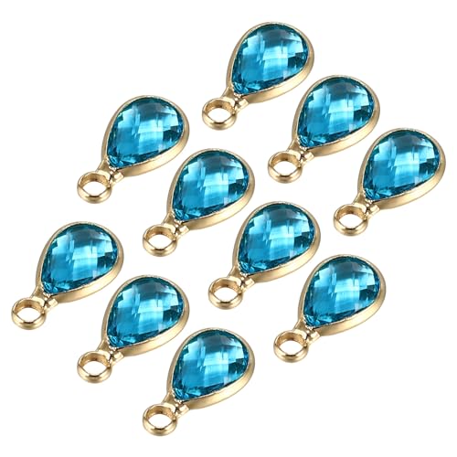 PATIKIL Birthstone Charm Beads Drop Pendant, Handmade Birthstone for Personalized Earrings Bracelet Necklace - color: Light Blue, size: 0.47" x 0.24"