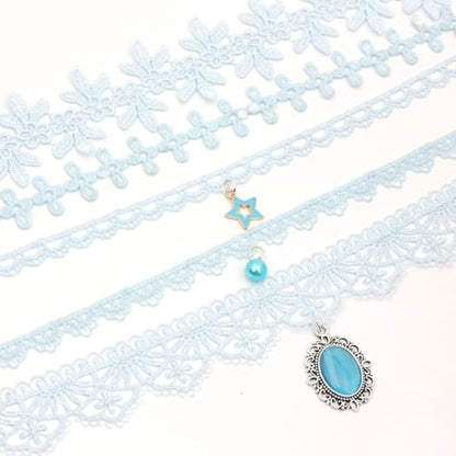 Pink Lace Choker Necklace Set, 10 Pieces - color: Blue