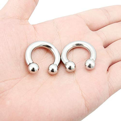 2Pcs PA Ring Horseshoe Circular Barbell 316L Surgical Steel Internally Threaded 00G 0G 2G 4G 6G 8G 10G Pierced Body Jewelry for Women 12mm 16mm 19mm - style: 1 pair-4G;Inner Dia:16mm