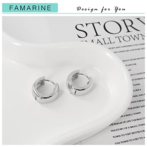 FAMARINE Chunky Thick Hoop Earrings for Women Gold Hoops Huggie Earrings for Men Gift - color: 0.7" Hoop silver