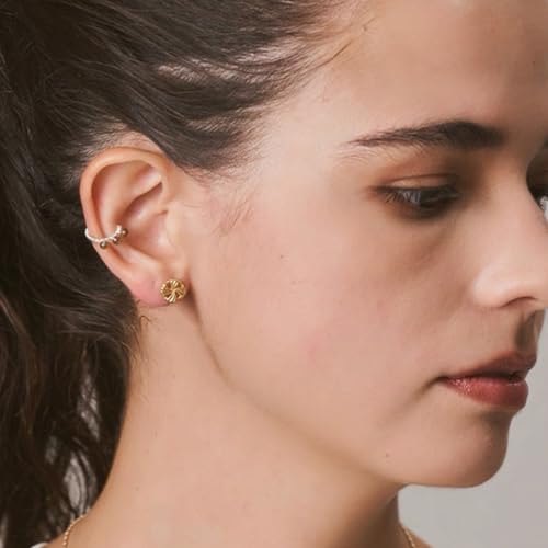 14K Gold Plated Sterling Silver Stud Earrings for Women, Vintage Button-Inspired Design with Rich Gold Tone, Classy Timeless Look, Hypoallergenic Jewelry Gift