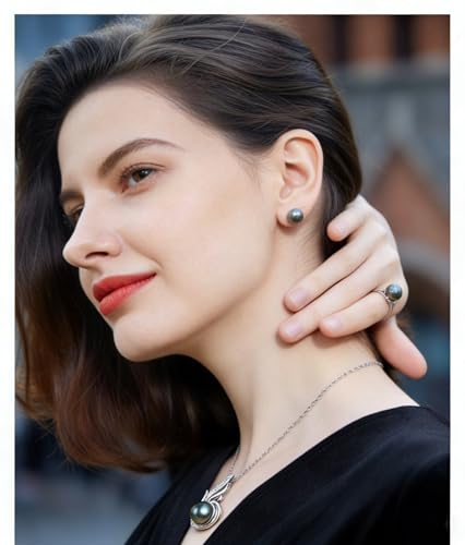 NONNYL Necklace Gifts for Women-Mothers Day Gift for Mom Her Wife Coules Girlfriend-Gifts for Wife Women Wedding Birthday Anniversary Jewelry, Christmas Day Valentine's Gift, Pearl Necklaces - color: Tahitian Black Pearl Necklace