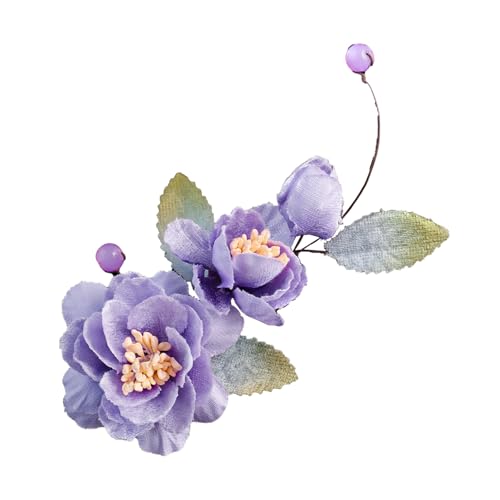 Wedding Hair Clips, Crystal Hair Pins Pearl Rhinestone Hair Barrettes, Bridal Flower Hair Pieces Pearl Headpieces Hair Accessories for Women Girls (Purple&Green) - color: Purple&Green