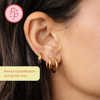 Pip Pop Gold Endless Hoops - Hypoallergenic, Waterproof, 18K Gold PVD - color: Endless Hoop Earrings