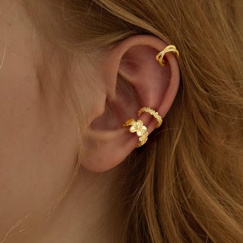 Jewdreamer 16Pcs Ear Cuffs for Women Non Piercing | 14K Golded Silver Ear Cuffs Earrings Non Pierced Clips On Cartilage Earring Fake Earrings Lightweight - style: 16PCS GOLDED