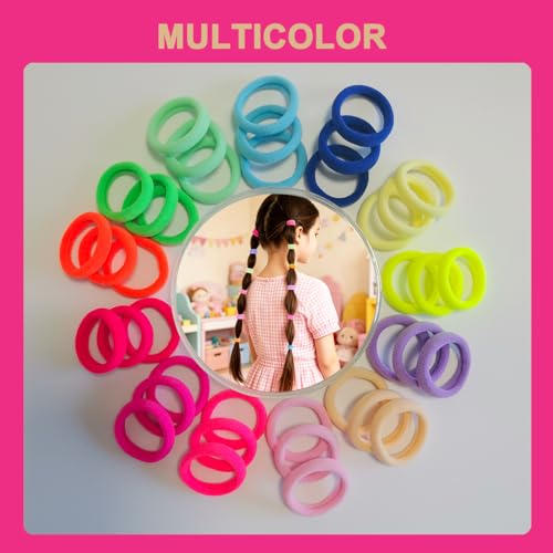 130 Pcs Baby Hair Ties Set, 120 Pcs Small Hair Ties and 10 Pcs Large Hair Ties, Seamless Hair Bands for Girls and Kids Elastic Ponytail Holders (Colorful) - color: Colorful