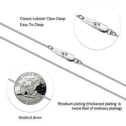 925 Sterling Silver Chain Necklace for Women 0.8mm Box Chain, Italian Necklace Chain, Super Strong & Thin & Long16/18/20/22/24 Inches - color: White Gold, size: 18 Inch