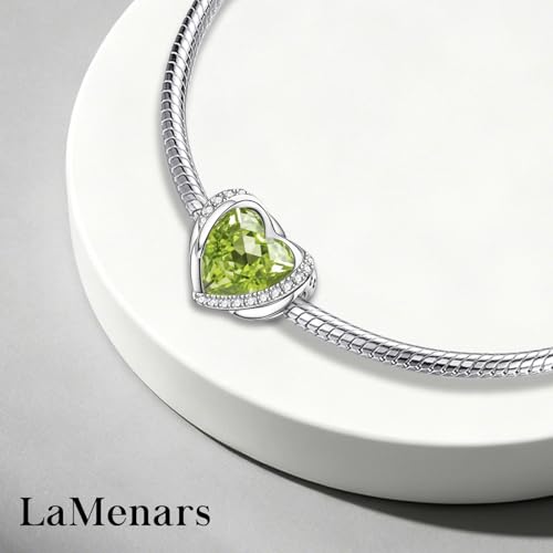 LaMenars 925 Sterling Silver Charms for Pandora Bracelets & Necklaces | Bead Charms Birthday Holiday Jewelry Gifts For Women - color: August Birthstone