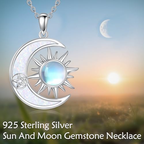 LUHE Star Moon Necklace for Women Sterling Silver Moon Pendant Necklace Star Jewelry Gifts for Women - style: star moon 1