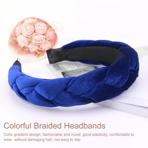 DRESHOW Braided Headbands for Women Velvet Hair Hoop Elastic Criss Cross Hair Bands Accessories - color: 01 Pc Velvet Braided: Sapphire Blue