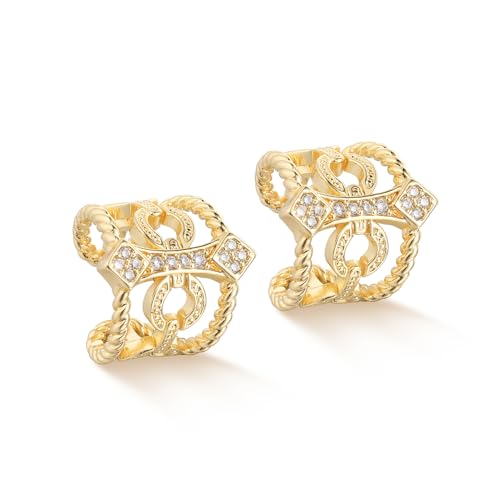 Women Ear Cuff Earrings Gold Non Pierced Cartilage Clip on Open Wrap Link Hoop 14K Gold Plated Simple Hypoallergenic Everyday Jewelry - style: Bar / Pair