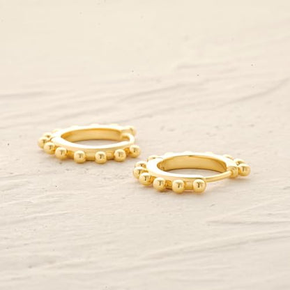 MYEARS Women Earrings Gold Huggie Hoop 14K Small Simple Hypoallergenic Everyday Jewelry - style: Bead Thirteen