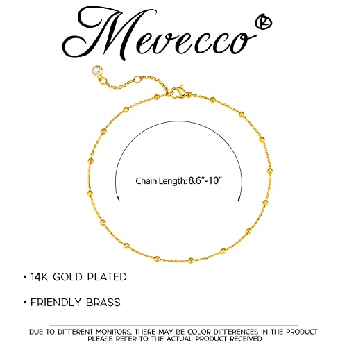 MEVECCO Anklet for Women Gold Chain 14K Gold Plated Dainty Boho Beach Summer Simple Foot Jewelry Ankle Bracelet - style: Ball Big