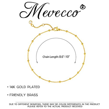 MEVECCO Anklet for Women Gold Chain 14K Gold Plated Dainty Boho Beach Summer Simple Foot Jewelry Ankle Bracelet - style: Ball Big