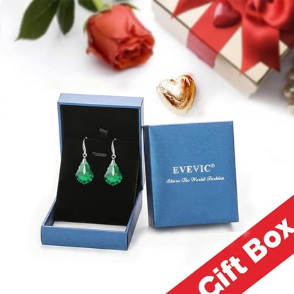 EVEVIC Austrian Crystal Baroque Teardrop Dangle Earrings for Women | 14K Gold-Plated,Hypoallergenic,Brilliant Facets,Fluid Movement,Easy-Wear Fishhook Fit,For Daily Wear And Special Occasions - color: Green