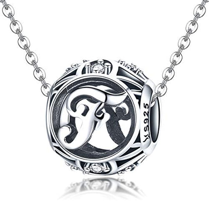 Letter Charms 925 Sterling Silver Initial A-Z Bead Charms | For Bracelets Necklaces, Hypoallergenic,Cubic Zirconia Alphabet Beads, Personalized Gifts for Women - color: F