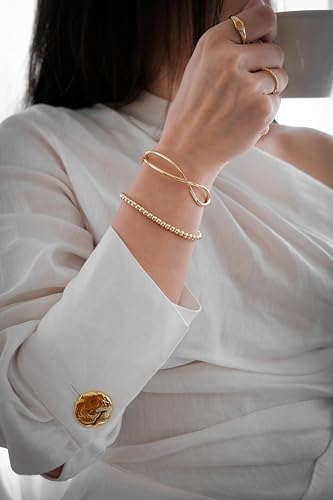Timeless 18K Gold Vermeil Bracelet for Women, Hypoallergenic Nickel-Free Charm, Durable Everyday Jewelry Gift Tarnish-Resistant - style: Sophia Open Cuff Bracelet
